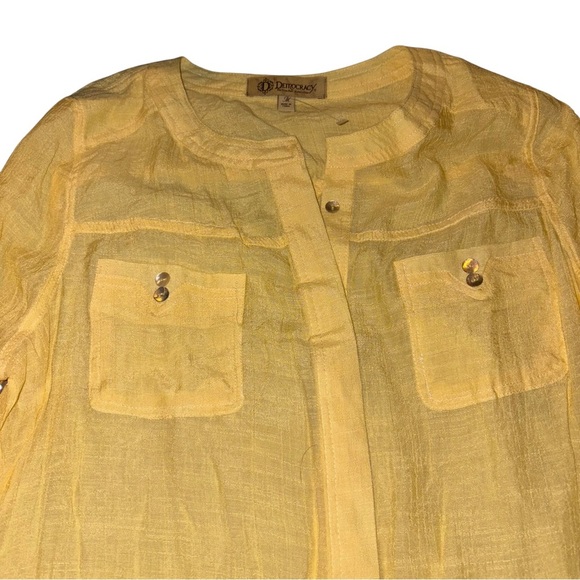 Democracy Yellow Button Down Top with Adjustable Sleeves NWT - Picture 2 of 11